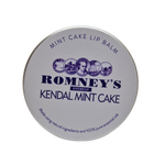 A round metal container with a label on the front featuring the Romney's logo. 