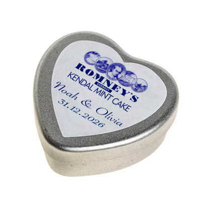 Chocolate Covered Kendal Mint Cake Hearts Tin