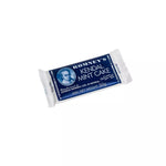 A rectangular bar of 50g Romney's Kendal Mint Cake in a blue and white wrapper. It features the Romney's logo and words 'Romney's Kendal Mint Cake' in white on the front
