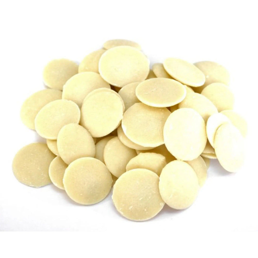 A stack of White Chocolate Buttons