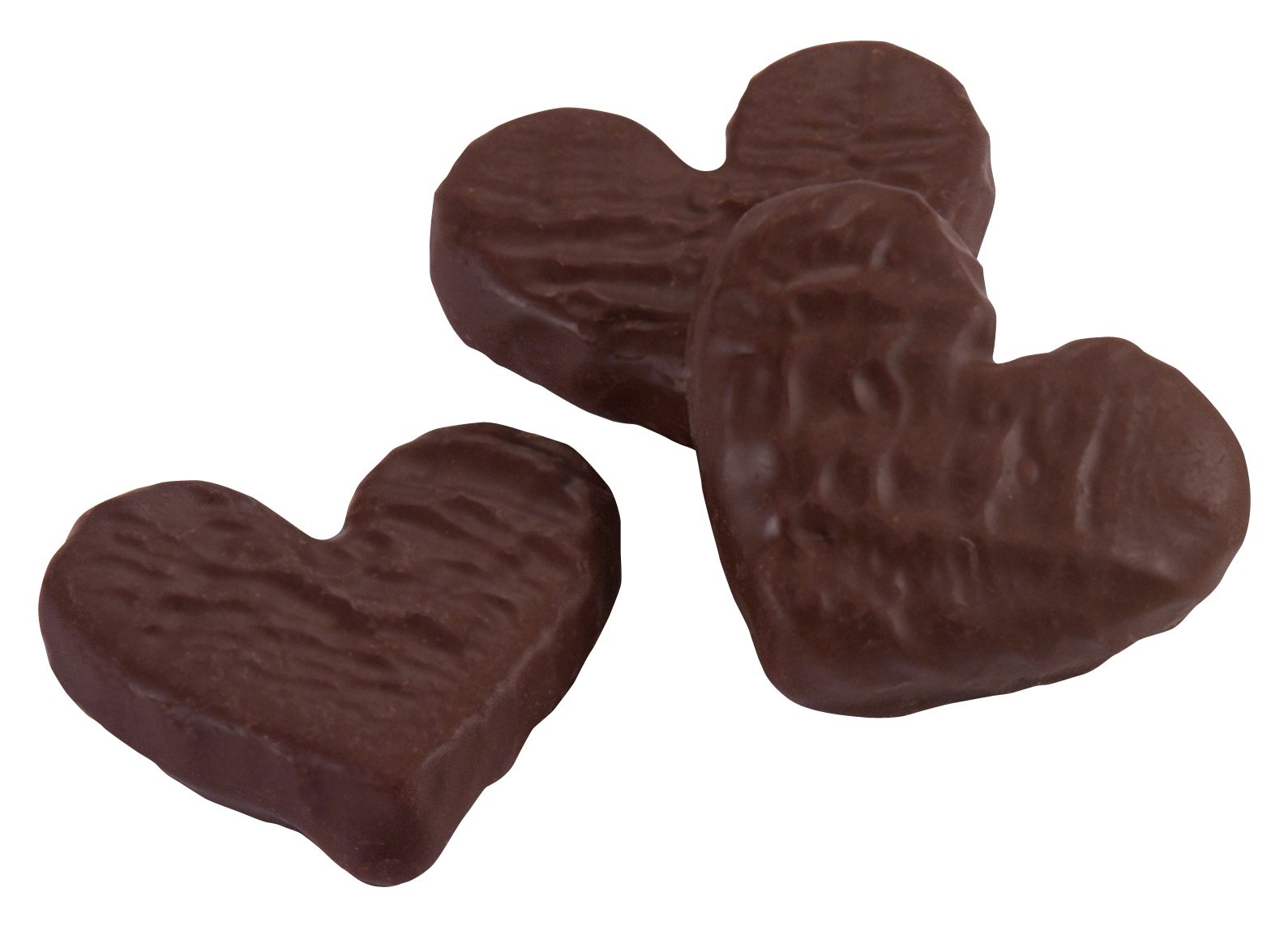 three heart shaped chocolate coated kendal mint cake pieces